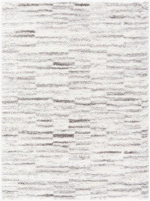 Livabliss Cloudy Shag Polyester Area Rug Art Deco Inspired Plush Pile for Living Bedroom Floors Ivory, Gray 5'3" x 7' CDG2336-537