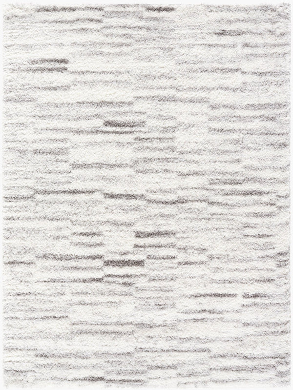 Livabliss Cloudy Shag Polyester Area Rug Art Deco Inspired Plush Pile for Living Bedroom Floors Ivory, Gray 5'3" x 7' CDG2336-537
