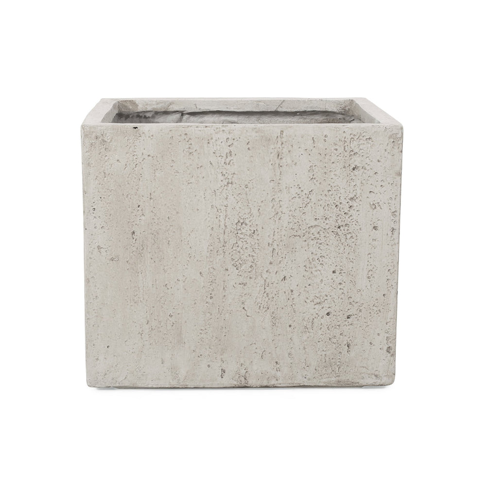 English Elm Ella Outdoor Square Mgo Planter Stone Finish Handcrafted Patio Entryway Large Box 70628.00WHI