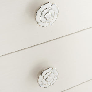 Bernhardt Bernhardt Silhouette Eggshell Nightstand With 3 Soft-Closing Drawers, Polished Stainless Accents 307234