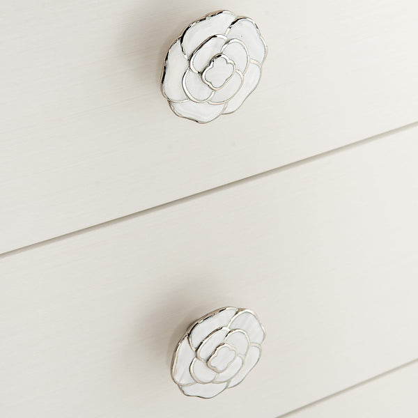 Bernhardt Bernhardt Silhouette Eggshell Nightstand With 3 Soft-Closing Drawers, Polished Stainless Accents 307234