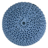 Hearth and Haven Etherealis Multi-functional Round Pouf with Hand Knitted Cotton B136P159334 Blue