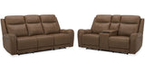 Parker House Haywood - Butternut Power Reclining Sofa And Loveseat Brown 100% Leather ,Leather Match Mhay-32ph-btnt