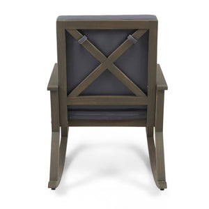 English Elm Champlain Outdoor Acacia Wood Rocking Chair with Cross-back Design and Cushions 62685.00GRY