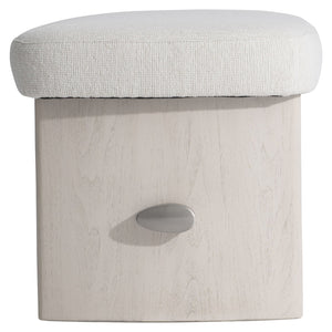 Bernhardt Bernhardt Sereno Bench With Rounded Upholstered Seat, Lutra Wood-Grain Cast-Resin Panels, Nickel Stretcher 329508