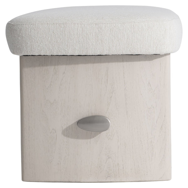 Bernhardt Bernhardt Sereno Bench With Rounded Upholstered Seat, Lutra Wood-Grain Cast-Resin Panels, Nickel Stretcher 329508