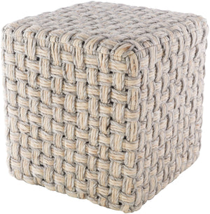 Surya Cordoba Stylish Hand Woven Pouf – Lightweight 18” Square Design For Modern Living Spaces & Easy Care Seafoam Wool,Polyester,Polyester,Polystyrene Block Cdpf002-181818