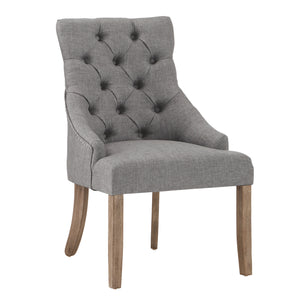 Homelegance By Top-Line Ophilia Linen Curved Back Tufted Dining Chairs (Set of 2) Grey Wood