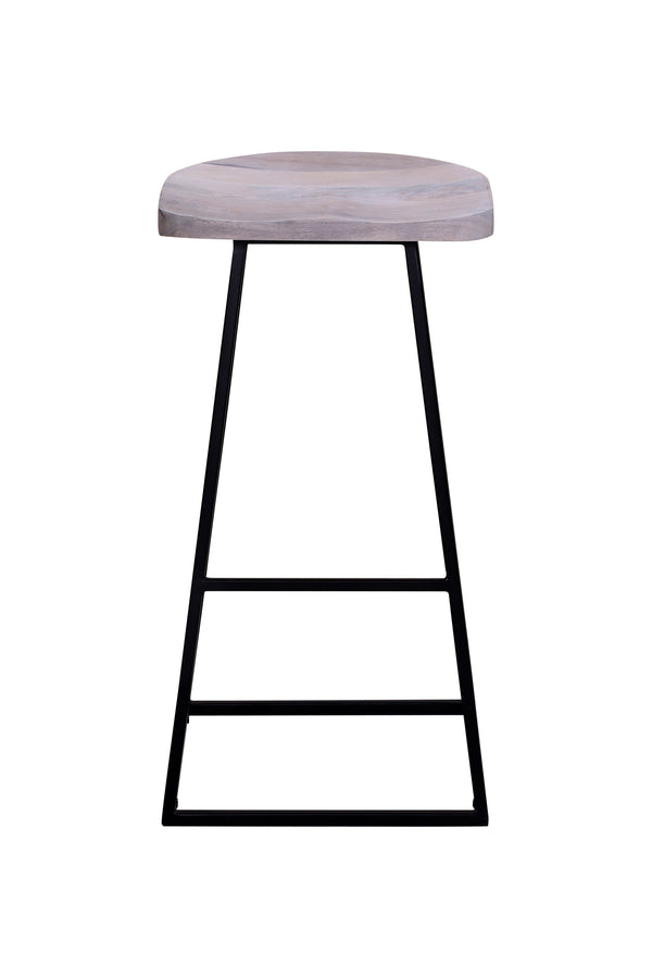 Porter Designs Clement Solid Acacia Wood Bar Stool With Sleek Design And Comfortable Scooped Seat White Wood 07-196-11-2096