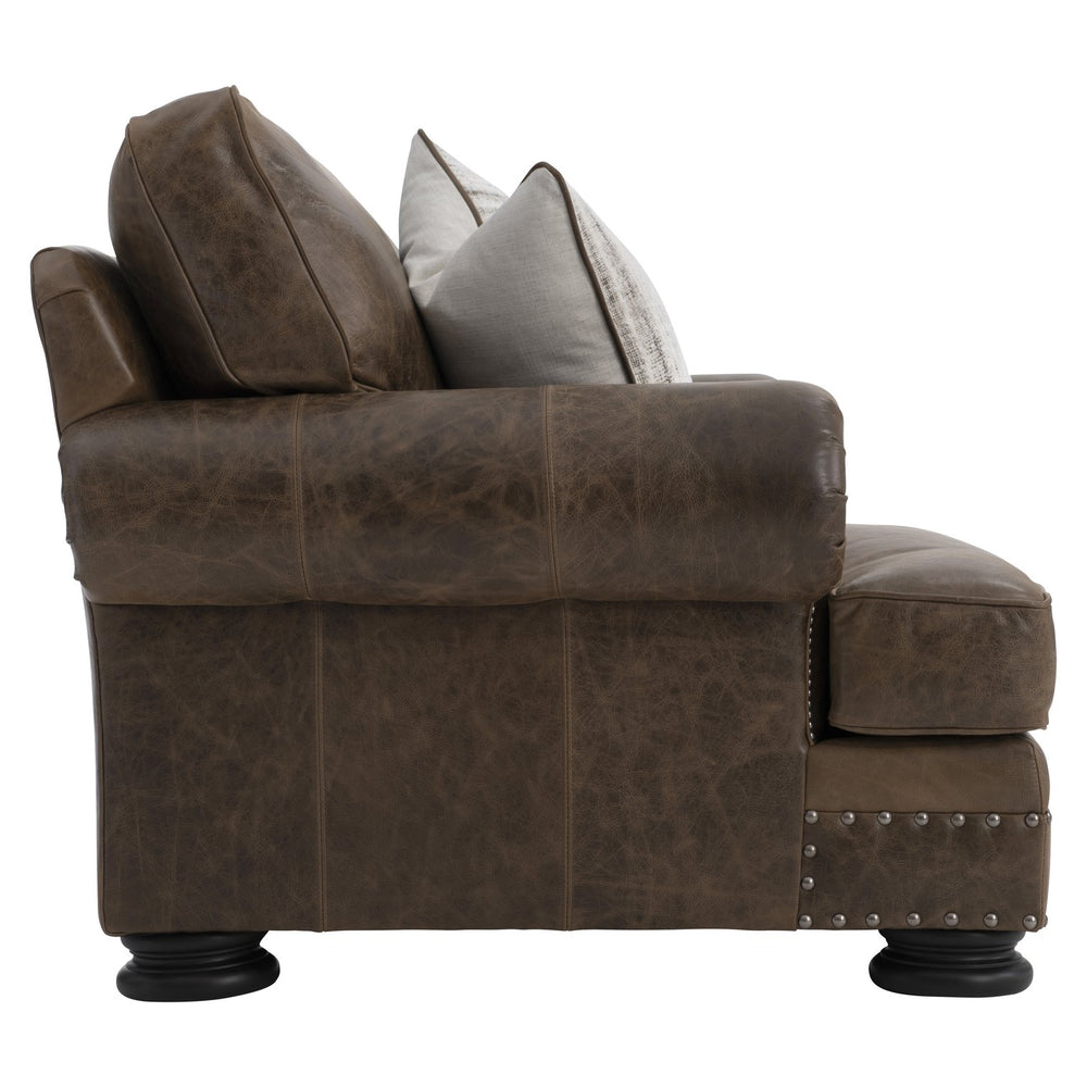 Bernhardt Bernhardt Foster Mocha Leather Chair — Generously Scaled Roll Arm Accent With Nailhead Trim, Luxurious Finish 5372LMO