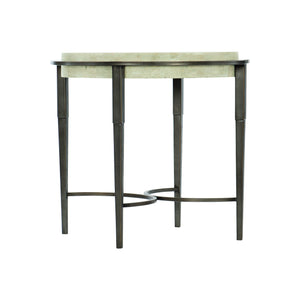 Bernhardt Bernhardt Barclay Side Table With Honed White Travertine Top & Antique Pewter Sculptural Base, 26" 512122