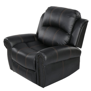 English Elm Christopher Knight Home® - GLIDING Recliner with Faux Leather Upholstery, Nailhead Trim, Foam Support and Pushback Comfort Black 57339.00PUBLK