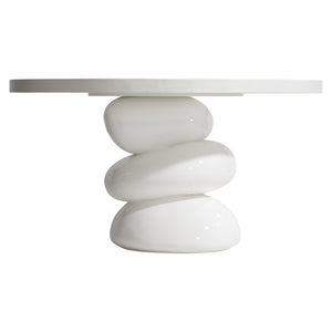 Bernhardt Bernhardt Navar Round Pine-Veneer Dining Table With Sculptural Glossy Faux-Stone Pedestal, Seats 6 Comfortably K1866