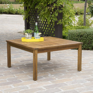 English Elm Perla Square Acacia Wood Coffee Table Grey Finish Indoor Outdoor Patio Living Room 59098.00