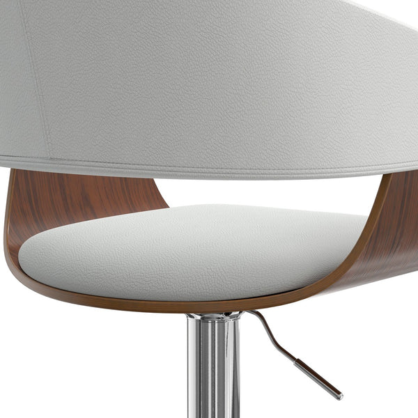 English Elm Lowell - Mid-Century Modern Adjustable Swivel Bar Stool In White Vegan Leather & Chrome Base B136P158835