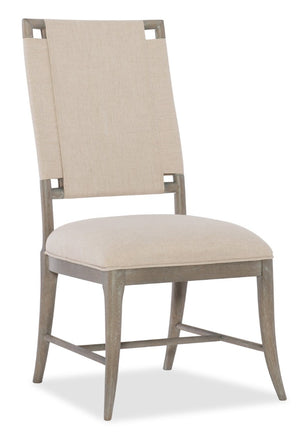 Hooker Furniture Affinity Upholstered Side Chair With Quartered Oak Veneer, Kurtz Linen Wrap, Transitional Charm Gray 6050-75410-GRY