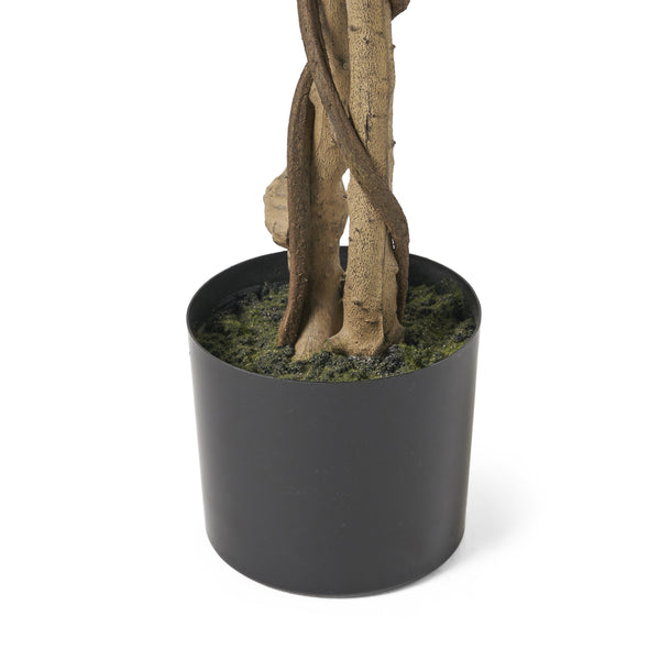 English Elm 150cm Artificial Ficus Tree Twisted Trunk Glossy Foliage Indoor Floor Statement Plant 70516.00