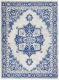 Nourison Whimsicle WHS03 Machine Made Power-loomed Ornamental Border Indoor Only Farmhouse Bohemian Rug Ivory Blue, Ivory Blue 100% Polypropylene 99446831286