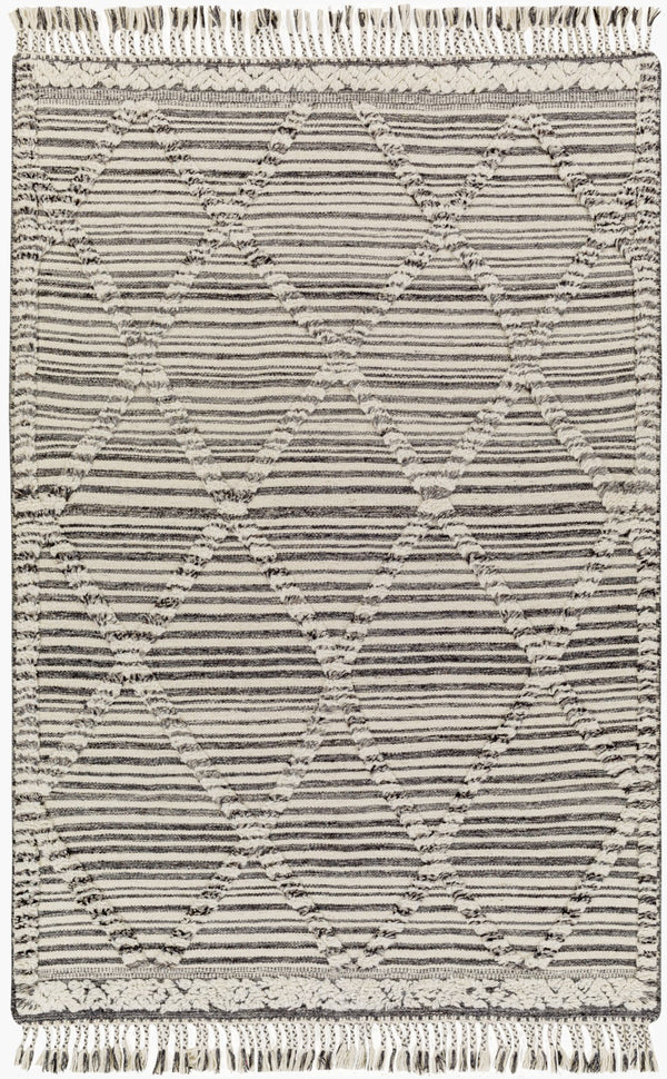 Surya Cadiz Handmade 2' X 3' Wool Rug – Luxurious Moroccan Style With Hand-knotted Detail & Fringe Texture Ivory Wool Cdz2300-23