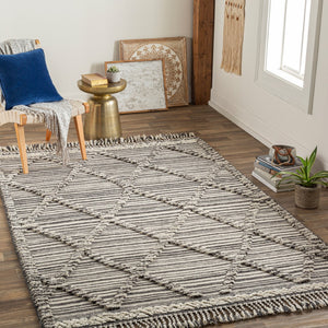 Surya Cadiz Handmade 2' X 3' Wool Rug – Luxurious Moroccan Style With Hand-knotted Detail & Fringe Texture Ivory Wool Cdz2300-23