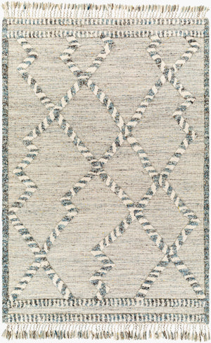 Surya Cadiz Handmade 2' X 3' Wool Rug – Luxurious Moroccan Style With Hand-knotted Detail & Fringe Texture Medium Gray Wool Cdz2301-23