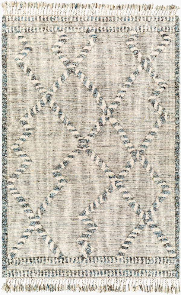 Surya Cadiz Handmade 2' X 3' Wool Rug – Luxurious Moroccan Style With Hand-knotted Detail & Fringe Texture Medium Gray Wool Cdz2301-23