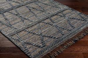 Surya Cadiz Handmade 2' X 3' Wool Rug – Luxurious Moroccan Style With Hand-knotted Detail & Fringe Texture Black Wool Cdz2302-23