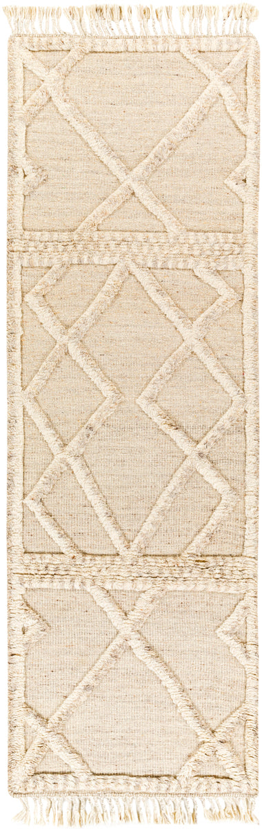 Cadiz CDZ-2303 2'6" x 8' Runner Handmade Rug CDZ2303-268  Light Beige, Medium Gray, Cream Surya