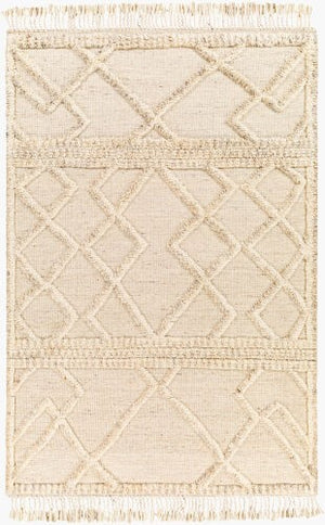 Surya Cadiz Handmade 2' X 3' Wool Rug – Luxurious Moroccan Style With Hand-knotted Detail & Fringe Texture Light Beige Wool Cdz2303-23