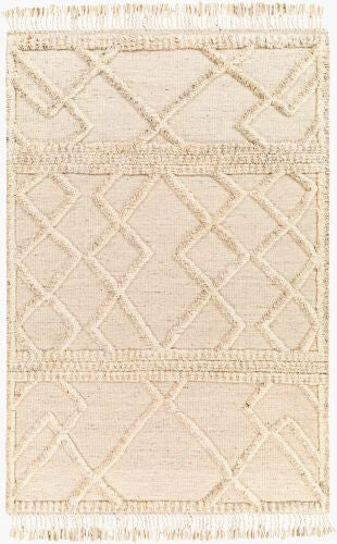 Surya Cadiz Handmade 2' X 3' Wool Rug – Luxurious Moroccan Style With Hand-knotted Detail & Fringe Texture Light Beige Wool Cdz2303-23