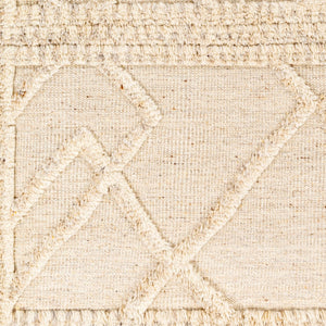 Surya Cadiz Handmade 2' X 3' Wool Rug – Luxurious Moroccan Style With Hand-knotted Detail & Fringe Texture Light Beige Wool Cdz2303-23