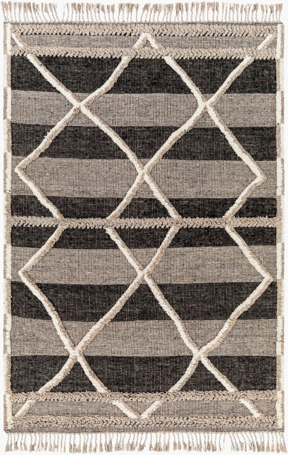 Surya Cadiz Handmade 2' X 3' Wool Rug – Luxurious Moroccan Style With Hand-knotted Detail & Fringe Texture Gray Wool Cdz2304-23
