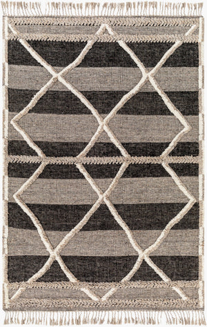 Surya Cadiz Handmade 2' X 3' Wool Rug – Luxurious Moroccan Style With Hand-knotted Detail & Fringe Texture Gray Wool Cdz2304-23