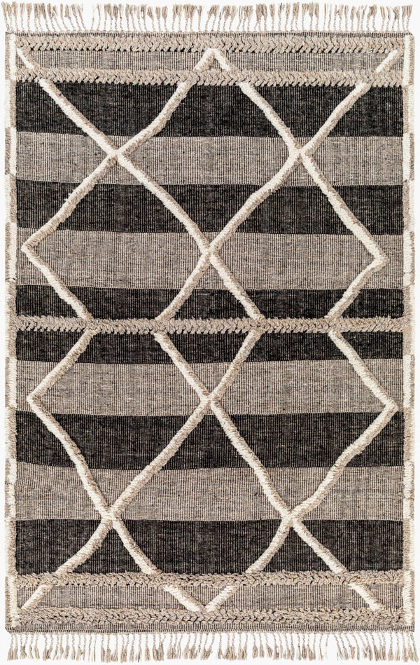 Surya Cadiz Handmade 2' X 3' Wool Rug – Luxurious Moroccan Style With Hand-knotted Detail & Fringe Texture Gray Wool Cdz2304-23