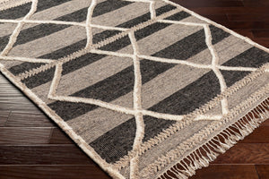 Surya Cadiz Handmade 2' X 3' Wool Rug – Luxurious Moroccan Style With Hand-knotted Detail & Fringe Texture Gray Wool Cdz2304-23