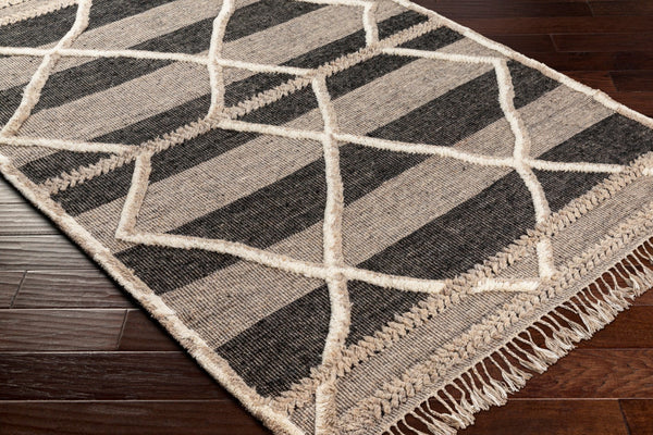 Surya Cadiz Handmade 2' X 3' Wool Rug – Luxurious Moroccan Style With Hand-knotted Detail & Fringe Texture Gray Wool Cdz2304-23