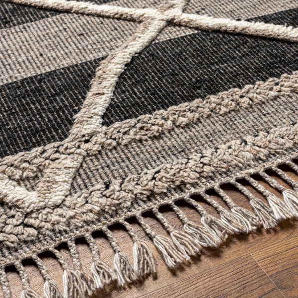 Surya Cadiz Handmade 2' X 3' Wool Rug – Luxurious Moroccan Style With Hand-knotted Detail & Fringe Texture Gray Wool Cdz2304-23