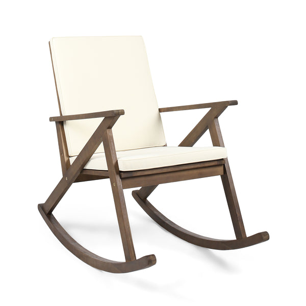 English Elm Christopher Knight Home® - GUS Acacia Wood Rocking Chair with Anti-Rollover Design, Smooth Curves for Indoor & Outdoor Comfort Brown Gray 48.25 L x 29 W x 8.5 H 62436.00DBRN