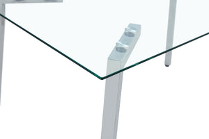 English Elm Glass Dining Table with 8mm Tempered Top Clear Rectangular Surface for Modern Spaces W370P193589
