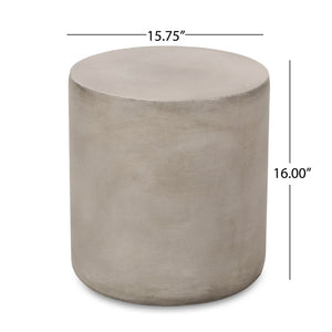 English Elm Outdoor Mgo Concrete Cylinder Side Table Lightweight Patio Accent in Gray N773P387262G