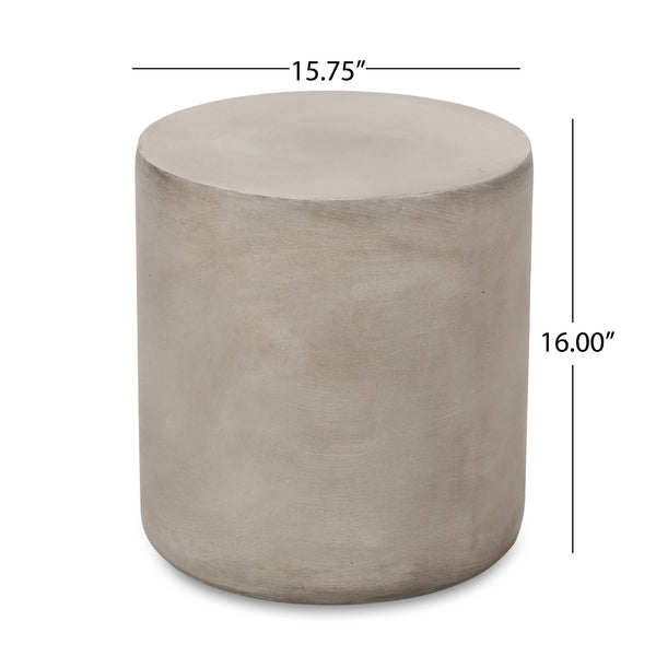 English Elm Outdoor Mgo Concrete Cylinder Side Table Lightweight Patio Accent in Gray N773P387262G