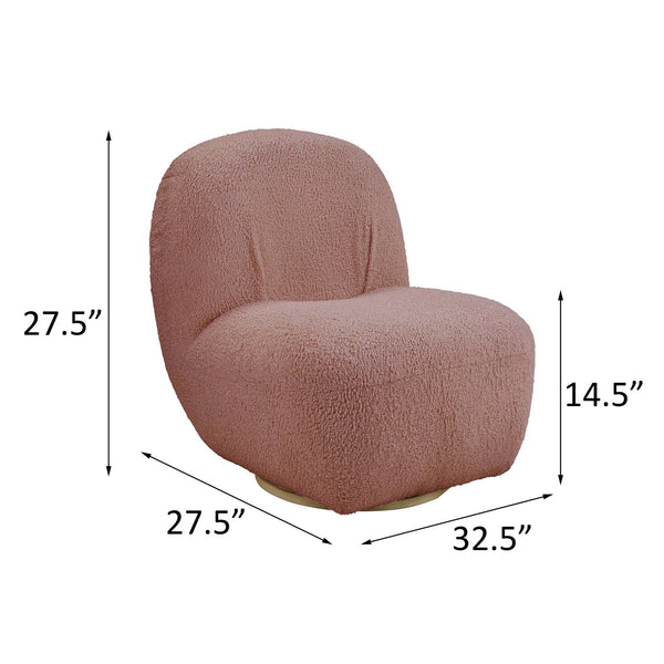 English Elm Pink Swivel Accent Chair with Teddy Sherpa Upholstery, 360° Swivel, Plush Foam Seat & Modern Flair B062P186524
