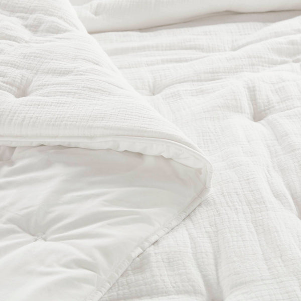 English Elm 3-piece King Cotton Muslin Quilt Set Crinkle Texture Embroidered Farmhouse Bedding B035P408348