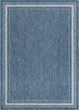 Unique Loom Outdoor Border Soft Border Machine Made Border Rug Blue, Ivory/Gray 10' 0" x 14' 1"