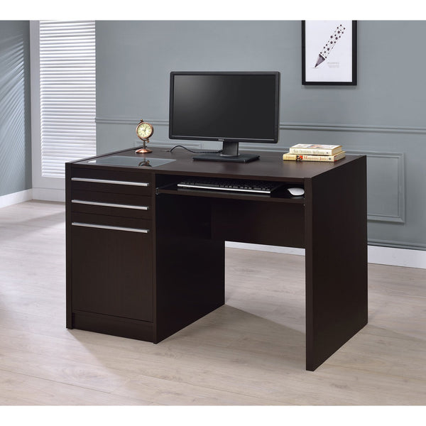 English Elm Maxim Cappuccino 2-Drawer Computer Desk with Lift-Top Storage, Power Outlet & Euro-Glide Keyboard Tray B062P337736