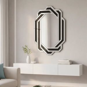 English Elm Decorative Crystal Crush Diamond Wall Mirror Glam Faceted Glass Statement Piece W3836P409959