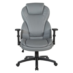 OSP Home Furnishings Exec Bonded Leather High Back Office Chair with Lumbar Support and Ergonomic Tilt Grey EC91150-EC42