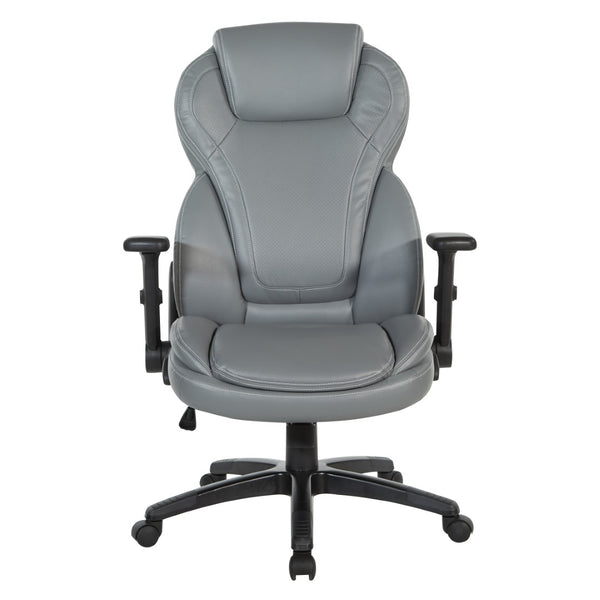 OSP Home Furnishings Exec Bonded Leather High Back Office Chair with Lumbar Support and Ergonomic Tilt Grey EC91150-EC42