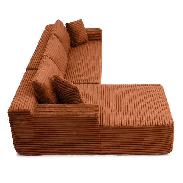 English Elm 105'' Modular Cloud Sectional with Deep Seats Corduroy Upholstery for Living Rooms W1117S00333