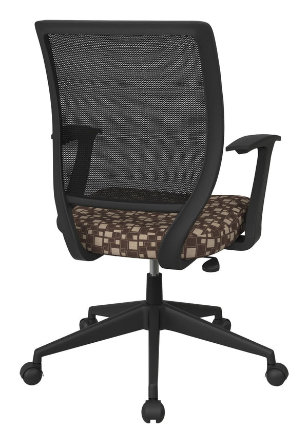 OSP Home Furnishings Screen Back Mesh Task Chair with Lumbar Support and T Arms for Home Office Use Walnut EM51022N-K110